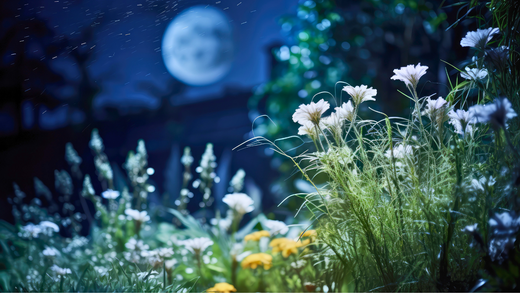 Wallace's Garden Center-Bettendorf-Iowa-Moon Gardens-garden at night