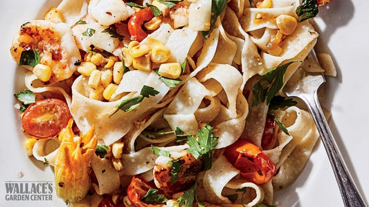 Sweet Corn, Shrimp, and Tomato Pasta