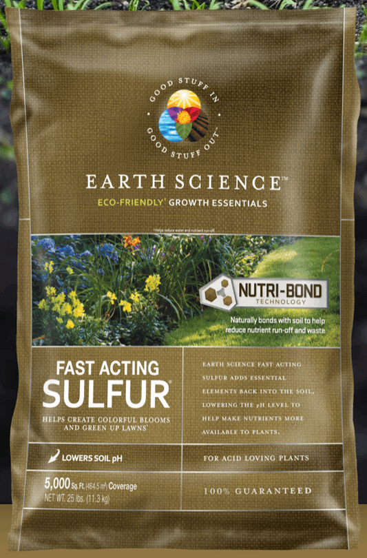 Earth Science Fast Acting Sulfur 25 lb bag - Wallace's Garden Center