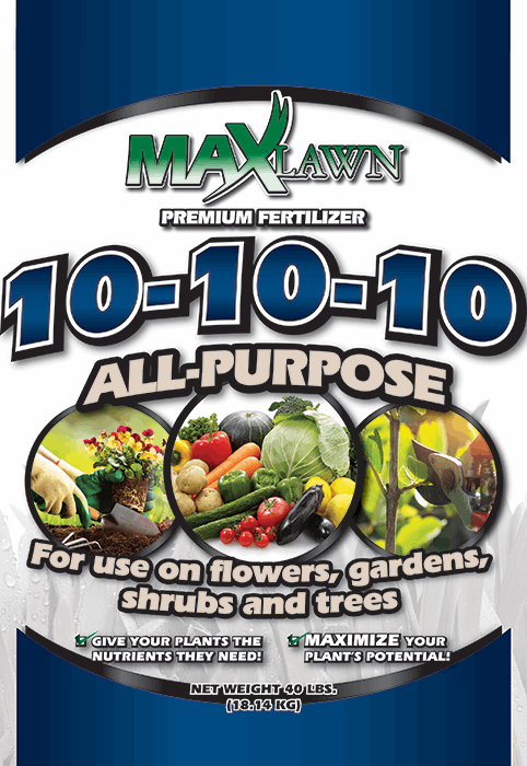 Max Lawn 10-10-10 All Purpose Fertilizer 20 lb bag - Wallace's Garden Center